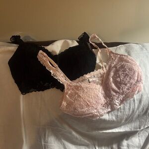 No Boundaries Lace Bralette Duo - Black and Pink